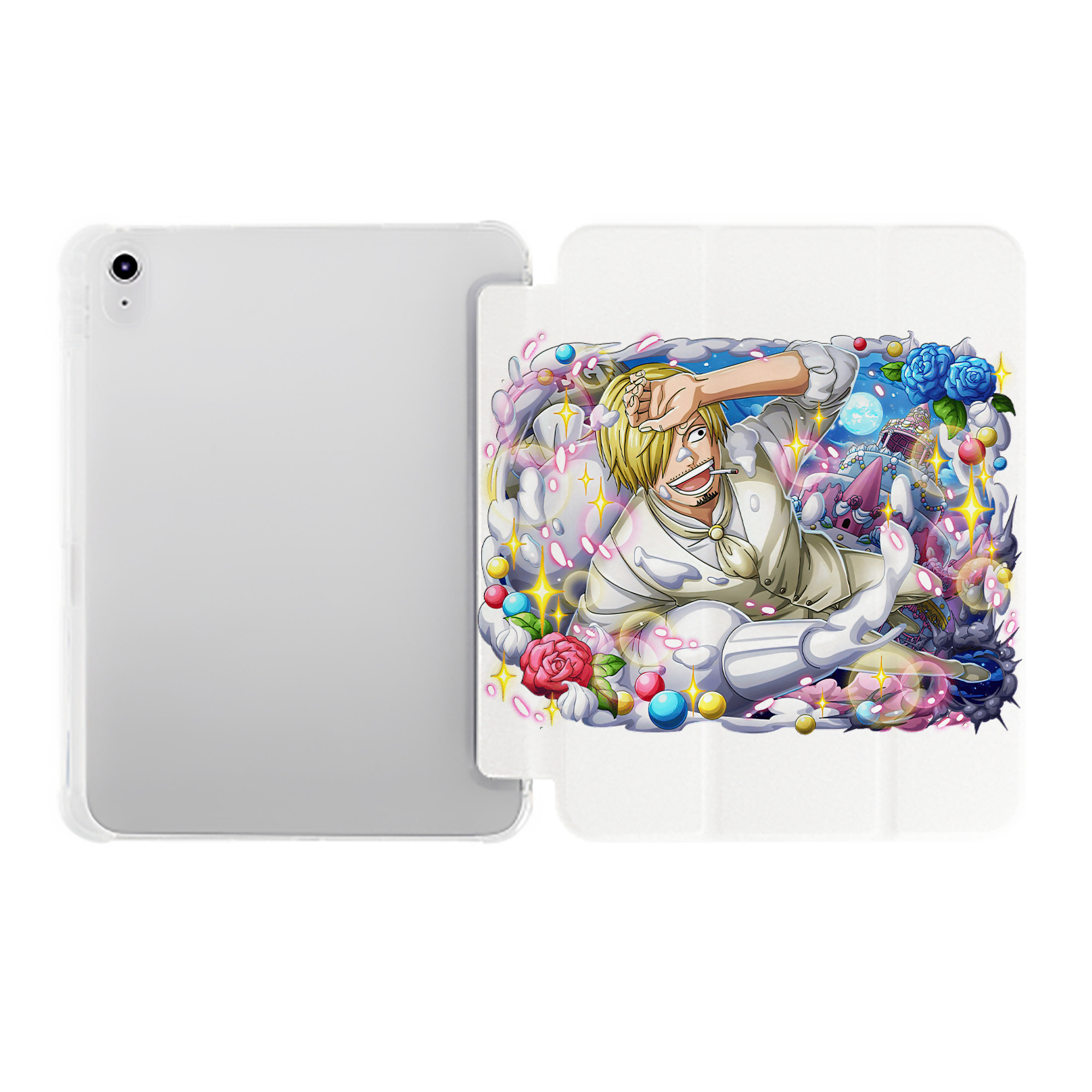 （画像用） ワンピース サンジ ONE PIECE Sanji IPad ケース ペン収納付き 三つ折りスタンド PUレザー×シリコン 対応機種9.5/10.5/10.9インチ